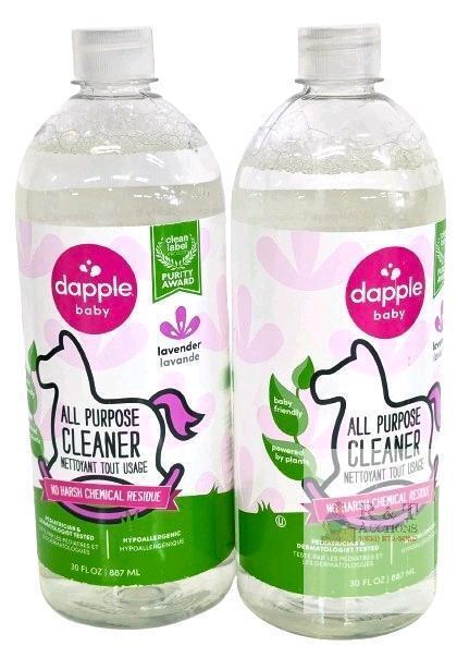2 New Dapple Baby All Purpose Cleaner Without Harsh Chemical Residue, Lavender Scented, 887ml ea (One Bottle Looks Lower, Possibly Volume Loss During Transit)