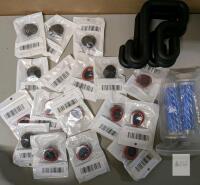 Automotive and Bicycle Accessories Lot: Car Headrest Hooks, Pair Blue Bicycle Pegs, Car Cup Holder Limiters, New