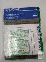 Johnny Vac 440H HEPA Microfilter Bags for Central Vacuums, 3-Pack, 99.98% Filtration Efficiency
