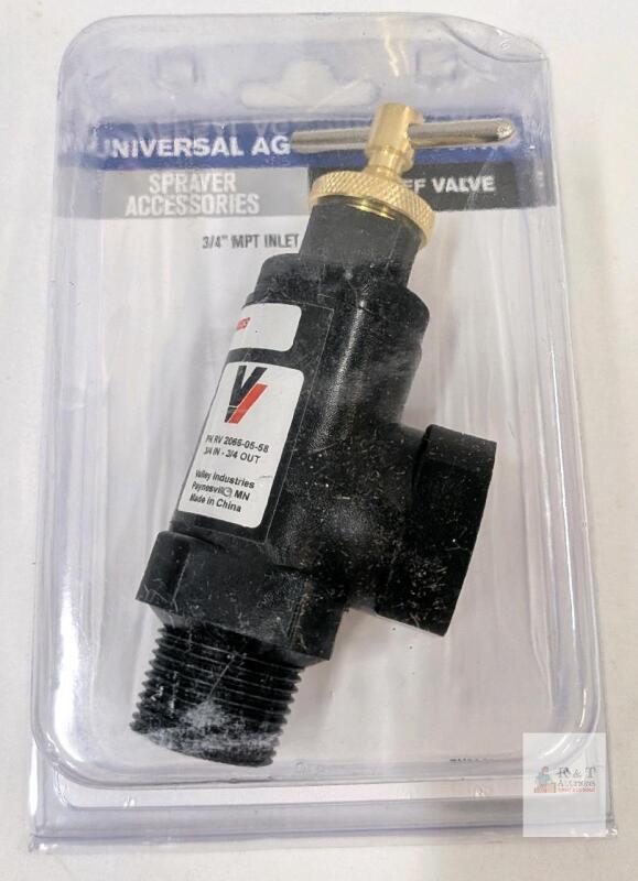 Valley Industries RV2066-05-58-CSK Pressure Relief Valve 3/4" MPT Inlet, 0-250 PSI, Brass/Poly