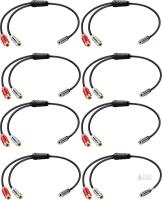 4 New 2-Packs 3.5mm to RCA Y Splitter Stereo Audio Cable 3.5mm Female to 2 RCA Female Audio Cable 1/8 Headphone Plug to 2 RCA Connector Stereo Cable for Mobile Phone MP3 Tablet Speaker (8 Cables Total)