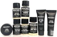 New BRICKELL Men's Products 8pc Sample / Travel Set : Face Wash &times;2, Body Wash, Shampoo, Face Moisturizer, Eye Cream, Anti-Aging Cream & Face Scrub + Bonus Pouch, 4ml - 15ml