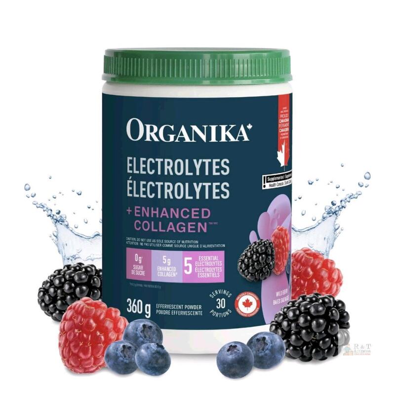 [exp 2027] New ORGANIKA Electrolytes + Enhanced Collagen Wild Berry, 360g 30 Servings