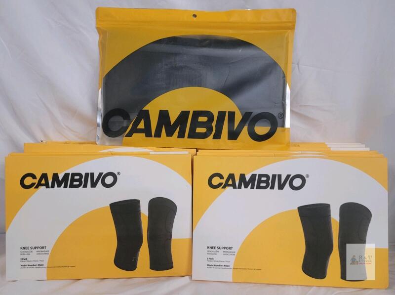 12 New 2-Pack Cambivo Knee Support Sleevs , Size Small , Model # NS10 (black w/pink edges) & Cambivo Knee Brace Sleeve , Size Large , Model # NS40