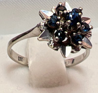 Vintage 14K Cobalt Blue spinel White Gold Ring