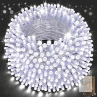 New SAUIRS 600ft 1500LED Indoor / Outdoor String Lights, Waterproof 8 Modes Timer and Memory Plug in Fairy Light for Tree Outside Bedroom Curtain Yard Wedding Decorations (Cool White)