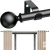 New 255" Long Curtain Rods For 140" Windows, Heavy Duty Modern Ball Finials Diameter 7/8 inch, 20 ft, Black