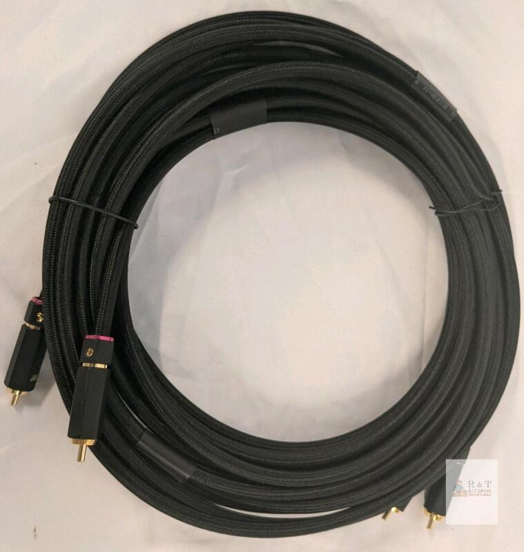 High-End RCA Audio Interconnect Cable, Gold-Plated Connectors, Braided Nylon Jacket, Approx. 10-20 ft