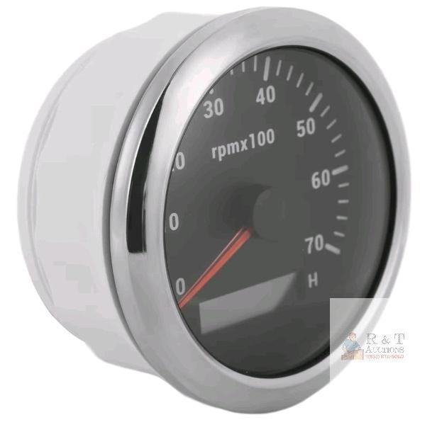 Marine/Auto Analog Tachometer Gauge 0&ndash;7000 RPM, Digital Hour Meter, 3-3/8" Chrome Bezel