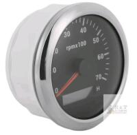 Marine/Auto Analog Tachometer Gauge 0&ndash;7000 RPM, Digital Hour Meter, 3-3/8" Chrome Bezel