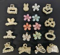 New 18pcs Tiny Pearl & Dazzling Flowers Decorative Hair Clips, Non-Slip, For All Hair Types