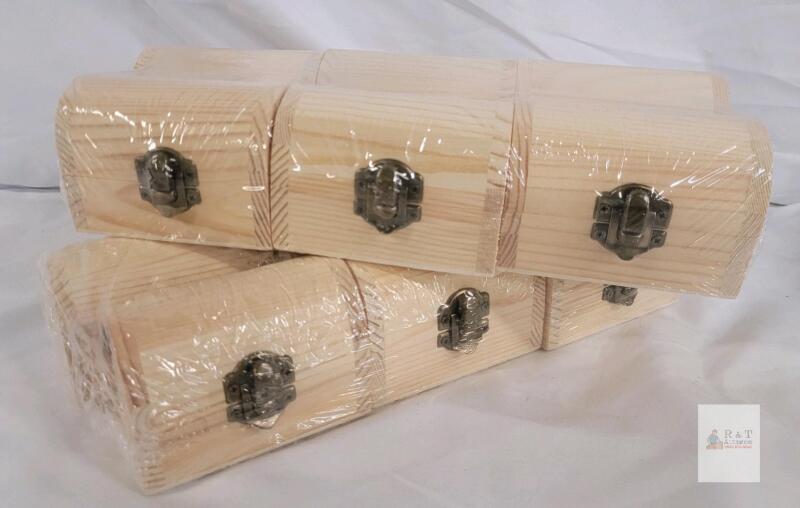 12 New Wooden Unpainted Chests for Crafting . Measures 3.5"&times;2 ⅛"&times;2 &frac34;"