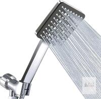 New High Pressure Shower Head with Handheld - Modern Square Handheld Shower Heads - 6 Settings Detachable shower head with hose, Change Settings Much Easier Than the Twist Ones, Shower Accessories, Chrome