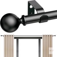 New 48-84", 91" Black Curtain Rod Adjustable Length Heavy Duty Diameter 7/8 inch, Decorative Finials