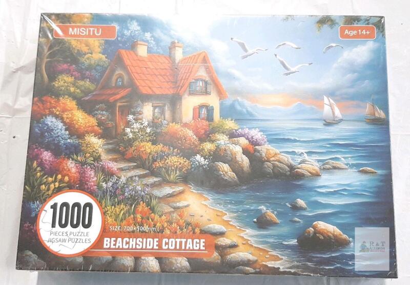 MISITU Beachside Cottage 1000-Piece Jigsaw Puzzle, 27.6x19.7 in, Factory Sealed, 14+ Age