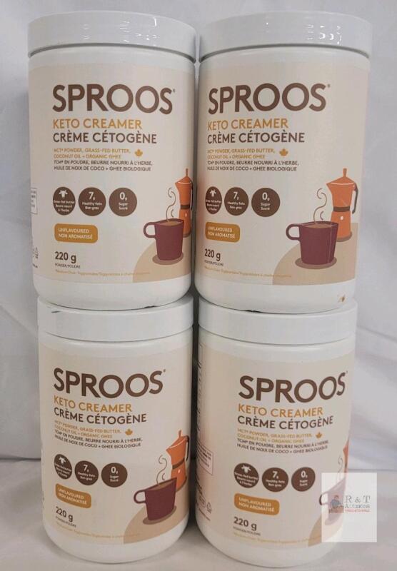 [EXP 08/26] Four (4) Sproos Keto Creamer Powder, Unflavoured, 220g, Grass-Fed, MCT, Coconut Oil, Expires 08/2026