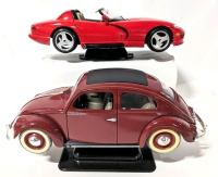 2 Classic Diecast Model Cars on mounts: Viper 1:18 Scale, VW Beetle 1:17 Scale.