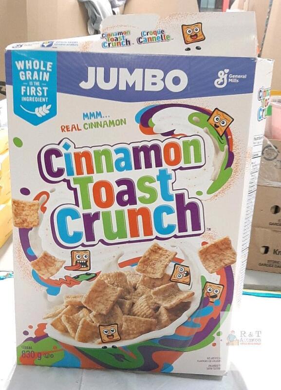 Cinnamon Toast Crunch Jumbo 830g Cereal, Whole Grain, Best Before June 2026, Kosher UD damaged box