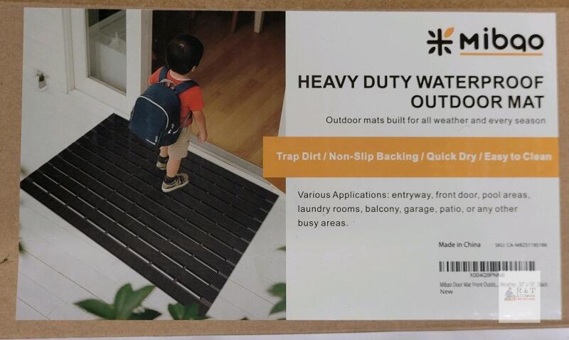 NEW Mibao Heavy Duty Waterproof Outdoor Mat 30"x18" Black, Non-Slip Backing, All-Weather