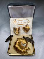 D&rsquo;ORLAN Vintage Brooch Earrings Set