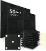 New 50 Pack BLACK Acoustic Panels Studio Foam Wedges 1" X 12" X 12"Sound-proofing,Sound Absorption (50pcs, Black)