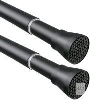 2 New ZipGlow Non-Slip Black Curtain / Doorway Tension Rods - 18" - 28" Inch - No Drilling Adjustable Tension Rods of Curtain Window Closet Kitchen Wardrobe