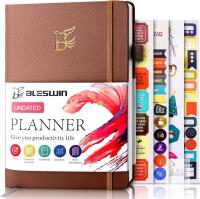 New Bleswin Undated A5 Weekly, Vegan Leather Hardcover Planner with Sticker Tabs, Organizer Notebook, Weekly Goals Planner, Daily Planner, To Do List, Habit Tracker, Aesthetic, School or Office