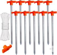 New ABCCANOPY Tent Stakes Camping Tent Stakes, 10pc-Pack (Orange)