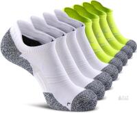 New Size MED Unisex ...BSZ 8-Pack - Neon Green/White - CWVLC No-Show Cushioned Compression Athletic Ankle Socks