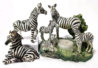 ZEBRAS! Candleholder, Figure & Enameled Trinket Box.