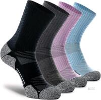 New Size MED Unisex 4-Pack Blue / Purple / Grey / Black ...WEJ CWVLC Crew Hiking Socks, Cushion, Moisture Wicking, Arch Compression Boot Socks