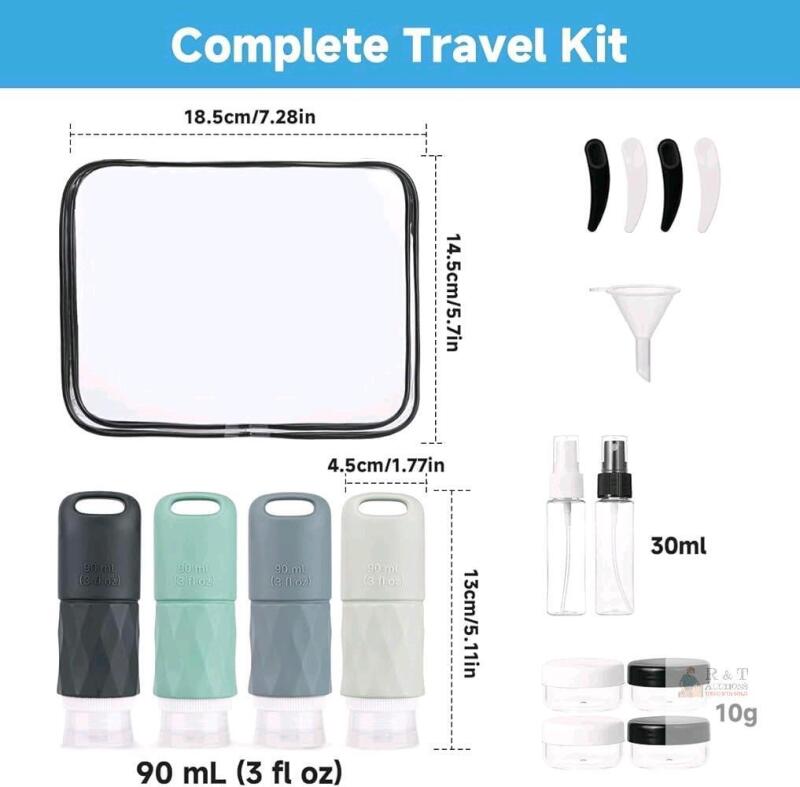 New Travel Bottles for Toiletries, Teskyer 17 PACK TSA Approved Silicone Travel Size Bottles Toiletries, Leak Proof Travel Essentials Accessories Cosmetic