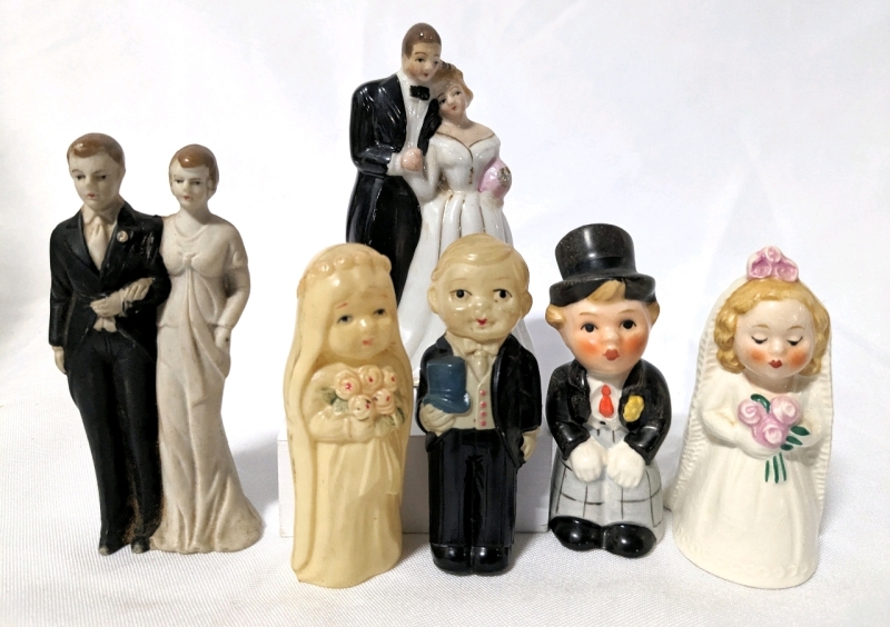 Vintage Wedding Cake Toppers & West Germany Husband / Wife Salt & Pepper Shakers.