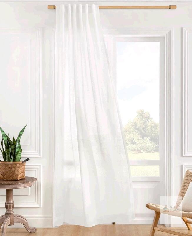 New ATLINIA 100% Linen Sheer Curtain White Panel - 1 Panel Window Natural Linen Sheer for Bedroom Living Room Farmhouse Light Curtain Filtering Door Shades Privacy Rustic Boho Door Drape 108 inch