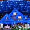New 141FT - BLUE - 1332 LED Icicle Lights Outdoor, Faceted Diamond Lens Curtain Lights with Timer & 12 Modes, Dimmable, 360 Drops String Lights for House Eave Party Wedding Decorations