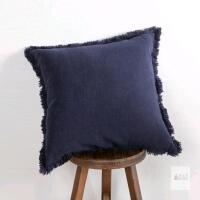 New ATLINIA Decor Throw Pillow Cover - 18x18 Inch Linen Pillow Cover Decorative Farmhouse Boho Fringe Cushion Cover for Couch Sofa Bed Outdoor Navy Blue