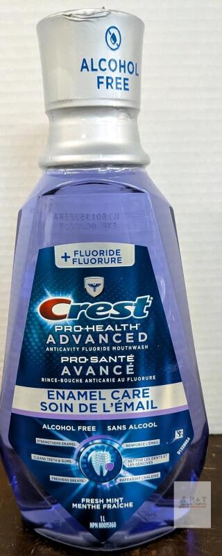 Crest Pro-Health Advanced Enamel Care Mouthwash 1L Fresh Mint, Alcohol-Free, Fluoride, NPN 80015160