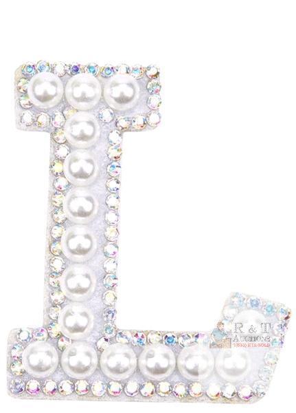 NEW Iron Cobble On Clothes AZ Sew Decorative Letter Cobble Glitter Letters Applique Rhinestone Pearl English Letters For DIY Craft Supplies