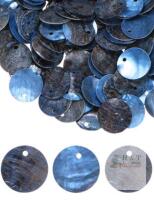 NEW Uxcell 300-Pack Natural Flat Round Seashells, 15mm Flat Round Coin Charm Beads with Hole, Mother of Pearl Shell for Jewelry [Blue]