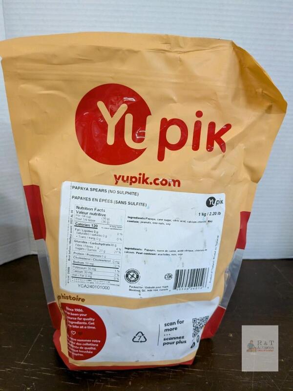Yupik Papaya Spears (No Sulphite), 2.2 lbs (1 kg), Gluten-Free, Product of Thailand