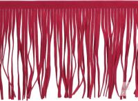 New 2 Yards 12 Inch Faux Suede PU Leather Fringe Trim Double Side Leather Sewing Tassel Fringe for DIY Sewing Dress Crafts Skirt Decoration, Ruby Red