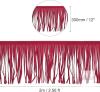 New 2 Yards 12 Inch Faux Suede PU Leather Fringe Trim Double Side Leather Sewing Tassel Fringe for DIY Sewing Dress Crafts Skirt Decoration, Ruby Red - 2