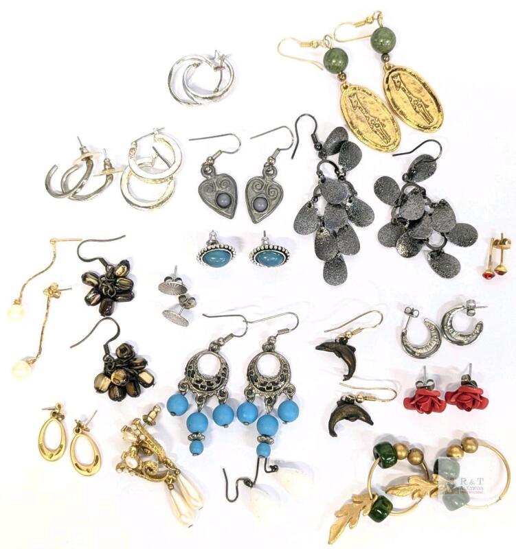 19 Vintage Pairs Earrings For Pierced Ears incl Studs, Hoops & More