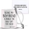 New Funny Boyfriend Gifts, 3 Pack - Coffee Mug, Spoon and Matching Card- Cute Couple Anniversary Gift