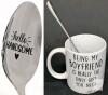 New Funny Boyfriend Gifts, 3 Pack - Coffee Mug, Spoon and Matching Card- Cute Couple Anniversary Gift - 2
