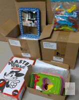 Mixed Lot: Master Word Game, 2 cases of Cheer Frames, Party Craft Cards, Bell Clackers Assortment
