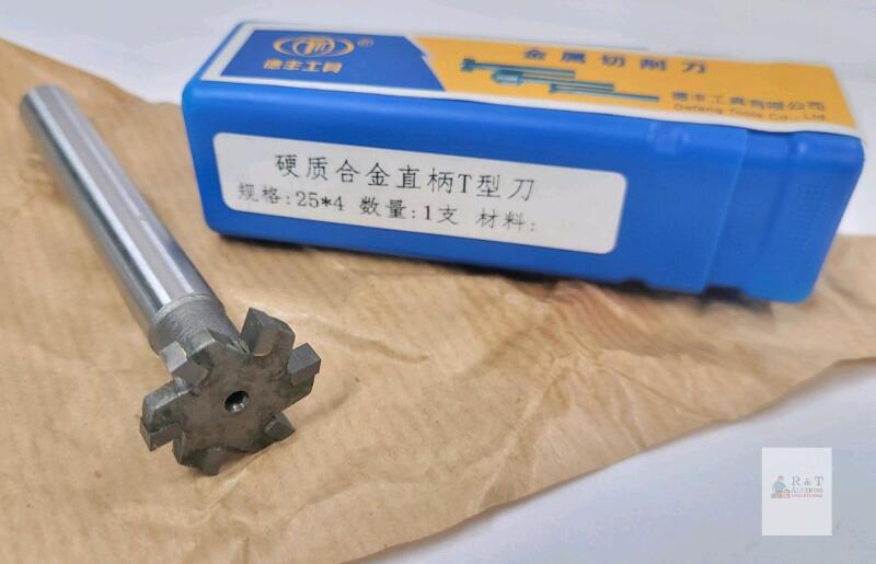 New - T-Slot Milling Cutters, 4mm Depth 25mm Cutting Dia 12mm Shank Tungsten Carbide Tip 6 Flutes T Slot End Mill