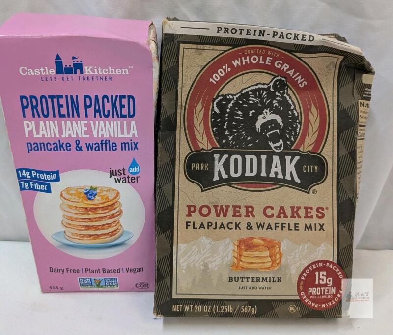 bb 2025 Kodiak Cakes Buttermilk Power Cakes 20oz & Castle Kitchen Vanilla Protein Pancake Mix, 14g/15g Protein