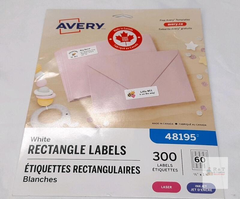 Avery 48195 White Rectangle Labels, 2/3" x 1 3/4", 300 Labels, Laser/Inkjet, Permanent Adhesive, Canada