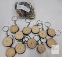 24 New Rustic Blank Wooden Keychains made from Natural Wood Slices
